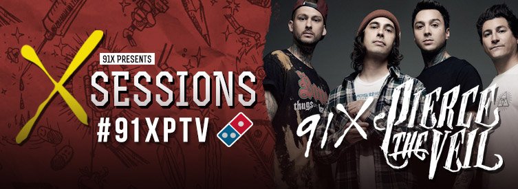 91X's tweet image. Next #XSession is here! Can't wait for #localbreak artist @piercetheveil! Enter 91x.com/pierce-the-veil #91xPTV #91x