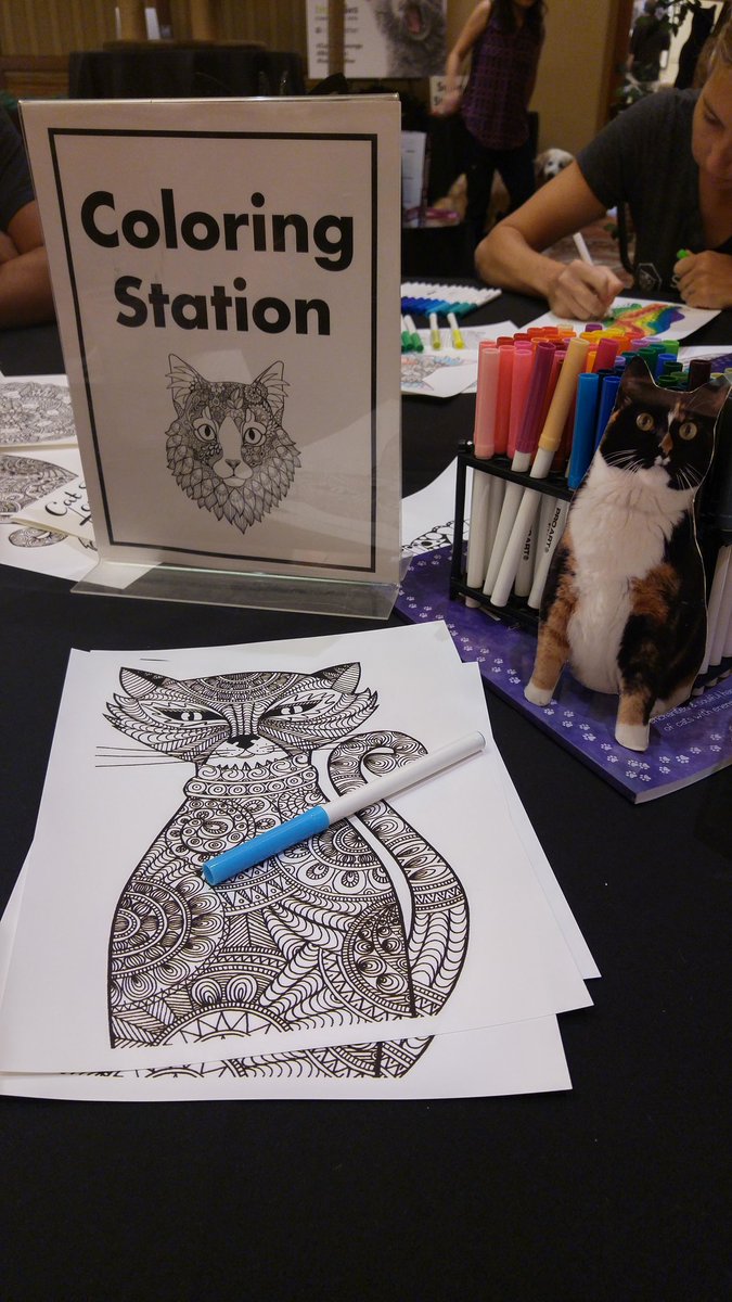 mypawsitivepet's tweet photo. Flat Callie likes the Coloring Station at the #CatStyleLounge #blogpaws https://t.co/PutzRvjkmc