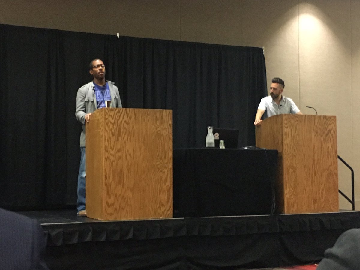 The <a href="/randfish/">Rand Fishkin (follow @randderuiter on Threads)</a> and <a href="/wilreynolds/">Wil Reynolds</a> debating the issues of search today. Rand's Bernie impression = 👍👍 #mnsummit