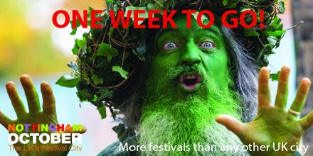 nottm_events's tweet photo. One week to go until we launch October in Nottingham 2016. With more festivals than any other UK city, it'll be huge https://t.co/MRwZOJfpBb