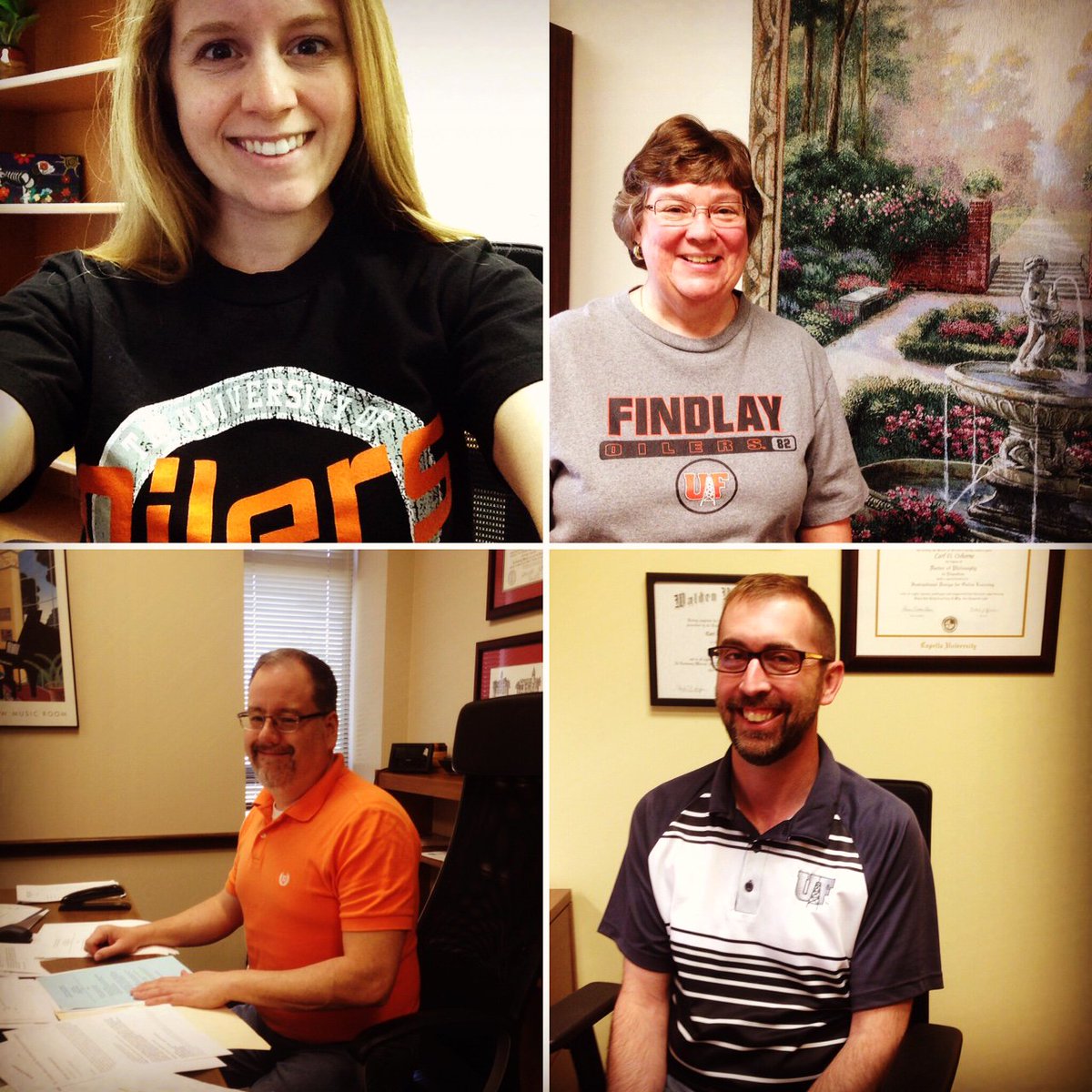 ShaferLibrary's tweet photo. #ShaferLibrary staff is showing their @ufindlay pride! #FindlayFriday #OilerNation #library #orangeandblack https://t.co/mC6pBiGIDm