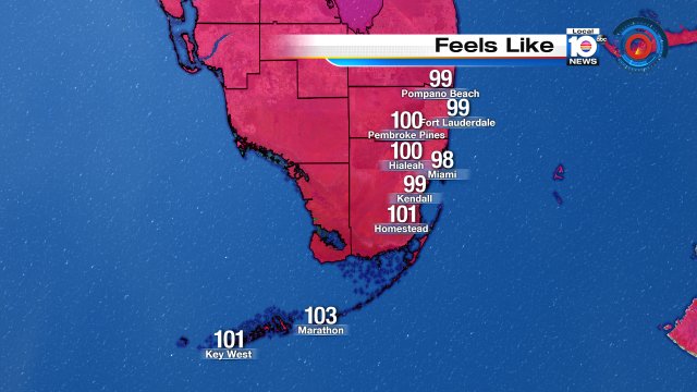 It's steamy out there!  Feels like 100° or more in some South Florida neighborhoods. https://t.co/juPUo0OA64