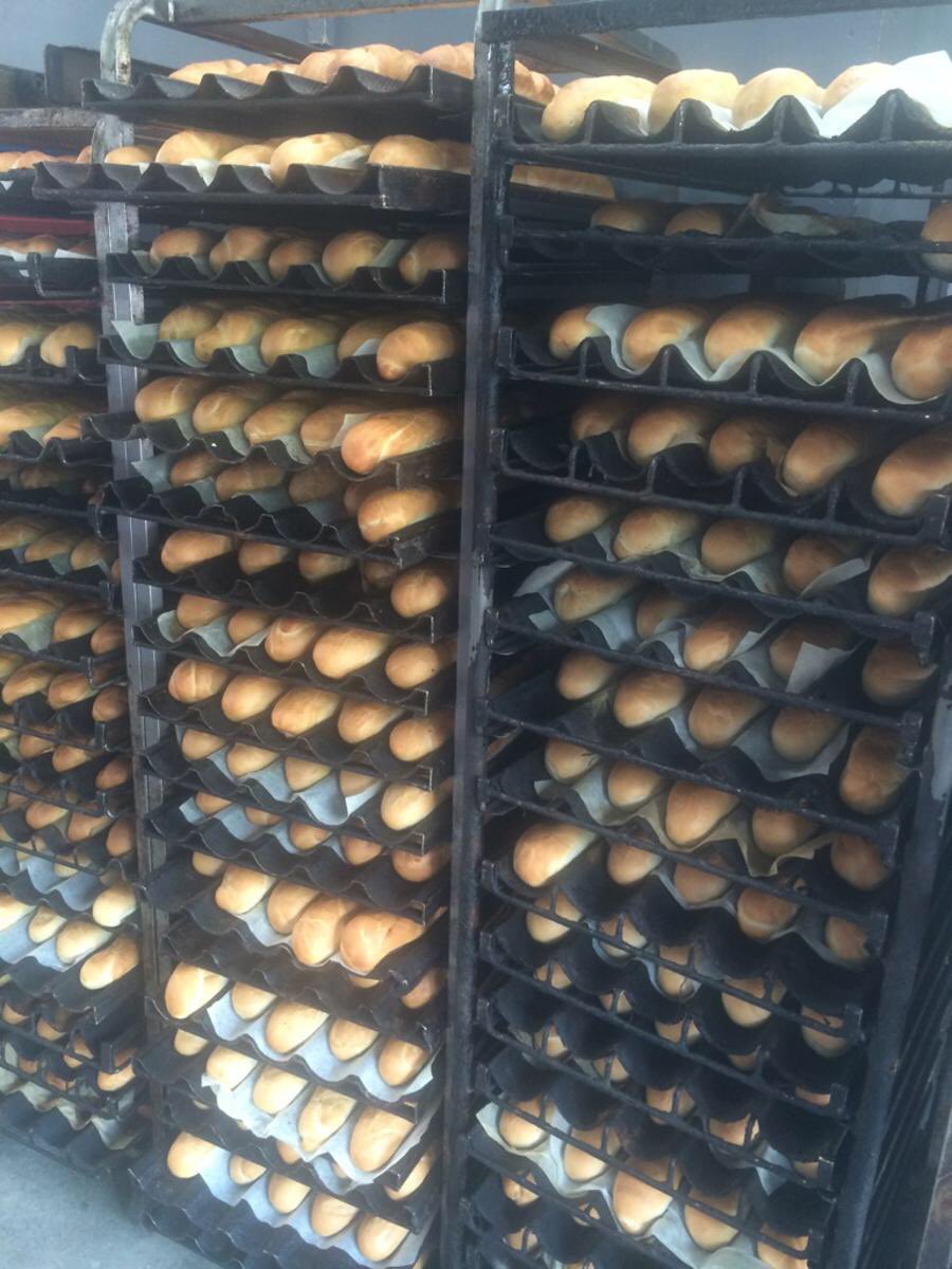 First lot of sticks out the over, now the bakers are getting the dough mixing to make the next batch #frenchstick