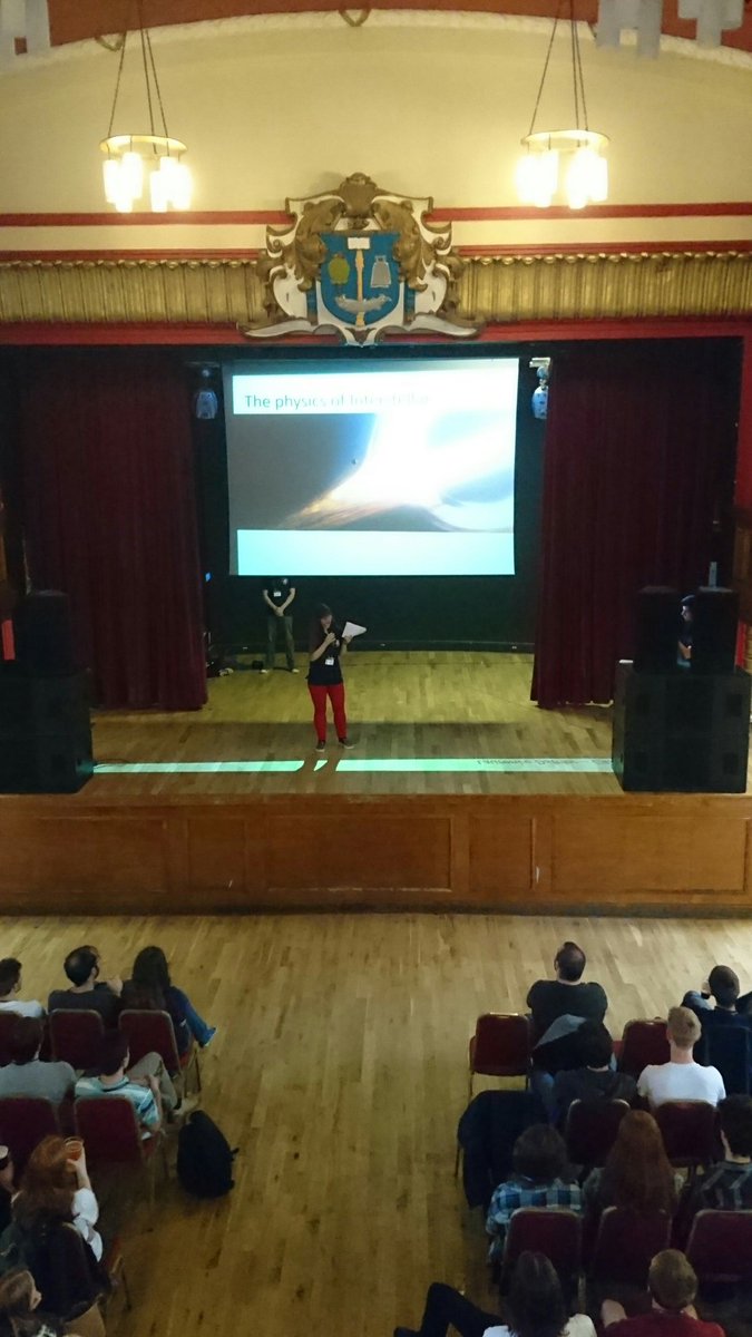 gucaps16's tweet photo. @ASleepyWanderer Zak and Danielle giving talks on the physics of Interstellar, The Martian and Harry Potter https://t.co/K3rUBTbBrB