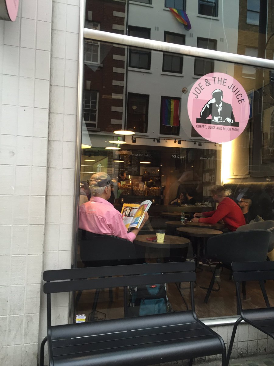 KatieShippp's tweet photo. @joeandthejuice is this actually Joe with his juice? #meetjoe #oldcomptonstreet #londonpride https://t.co/0P1JcocFn3