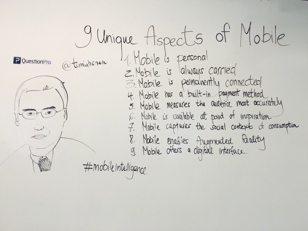 questionpro's tweet image. Unique Aspects Of Mobile #FridayFun #FridayFeeling #mobileintelligence   @tomiahonen hubs.ly/H03qsn00