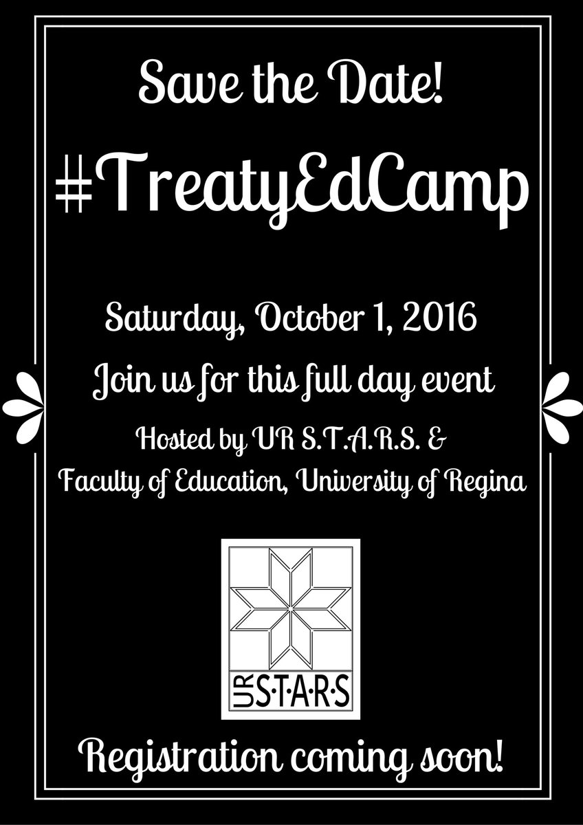 _meagandobson's tweet photo. SAVE THE DATE! #TreatyEdCamp returns! Join us October 1st. #STARSregina #URedu #saskedchat @URFacofEd @ureginaess https://t.co/6jzU9orF3Y