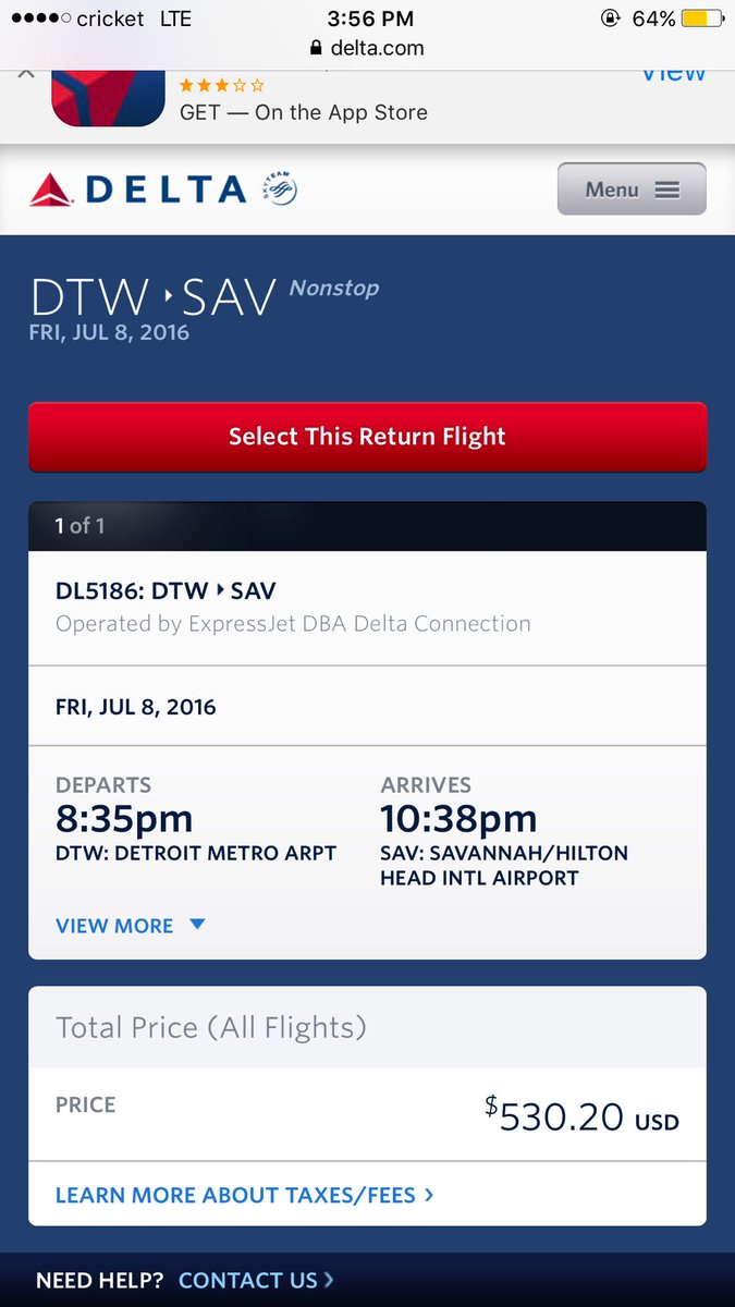 A1CodTourneys's tweet photo. @Delta @DeltaAssist so I need a round trip flight form (SAV) to (DTW) is the round trip total $530.20? https://t.co/DdI44LcCqF