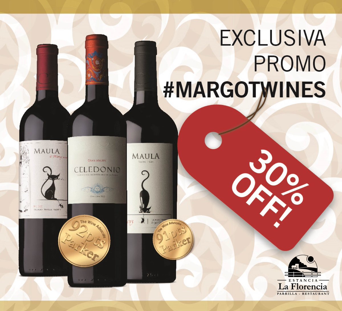 bodegamargot's tweet photo. #Mendoza Este fin de semana continúa la promo &amp; degustación #Maula #Celedonio en @elaflorencia https://t.co/xmM9zP5oUl