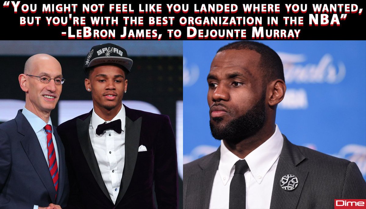 LeBron James had some honest words of encouragement to #Spurs first round pick Dejounte Murray after his draft slide