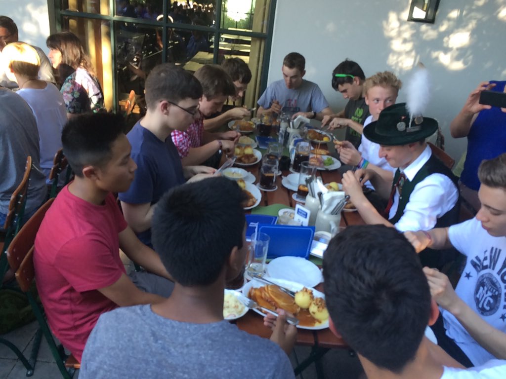 Welcome party at a garden restaurant. Great to meet the host families and enjoy some traditional Bavarian food.