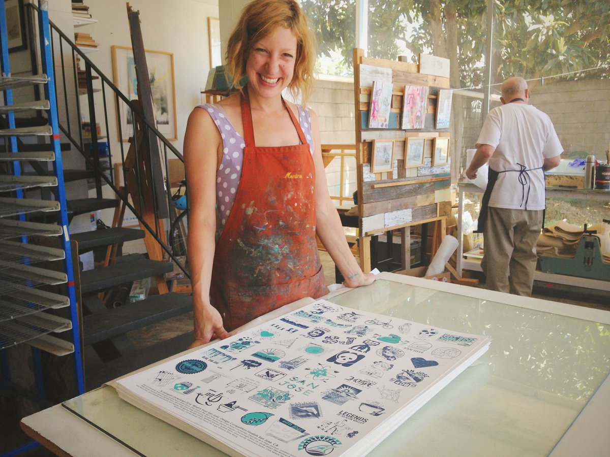 sjmade's tweet photo. Hand-screened poster of top 50 @screenprintsj finalists! By @schoolofvp! Very dope! #SanJose #ScreenprintSJ https://t.co/1CNtdW76AN