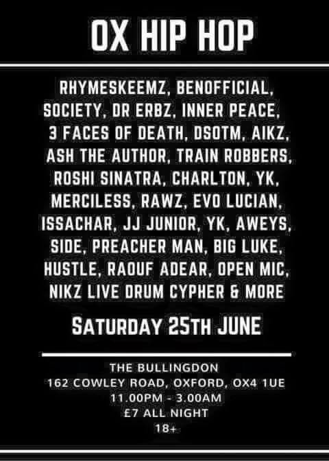 Tonight!! #Oxhiphop <a href="/The_Bullingdon/">The Bullingdon</a> Cowley road OX #live #OX2LDN #THEBULLY #cypher #openmic