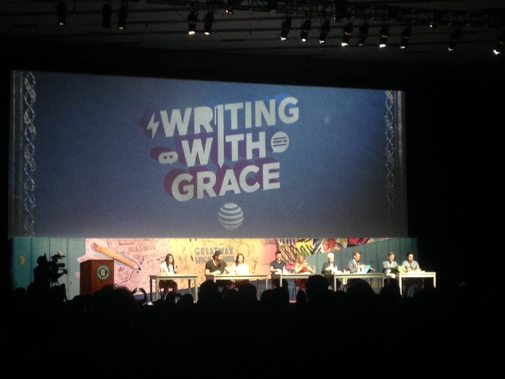 Sarah_Lee_Stern's tweet image. Here we go #WritingWithGrace #vidcon2016