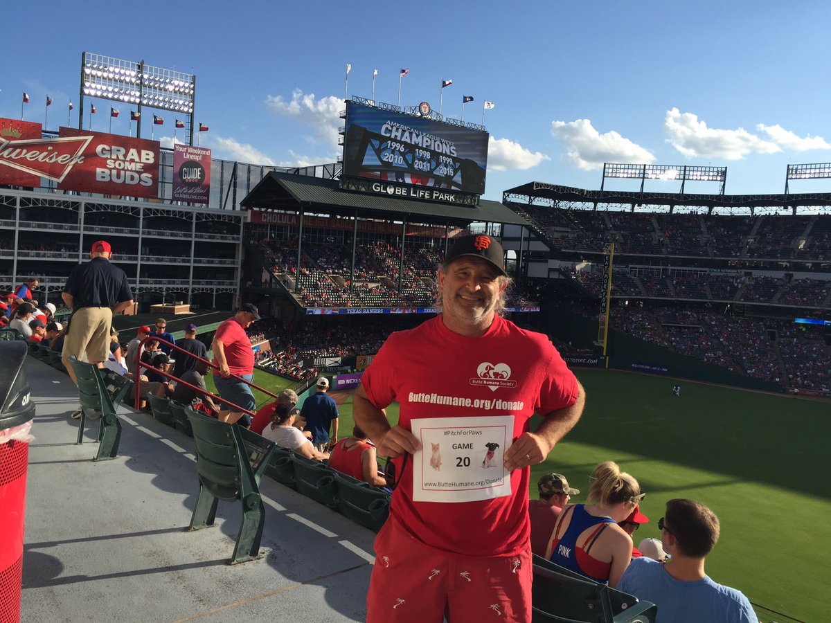 whereschicorob's tweet photo. Game 20 WOW 2/3rds in the books. 🔥Arlington for Boston at @Rangers. Support at https://t.co/mnMh1XFEyV #PitchForPaws https://t.co/Z0AKyDSduk