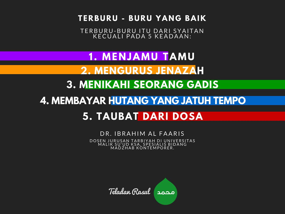 Terburu-buru yang baik menurut dr. Ibrahim Al Faaris #TeladanRasul