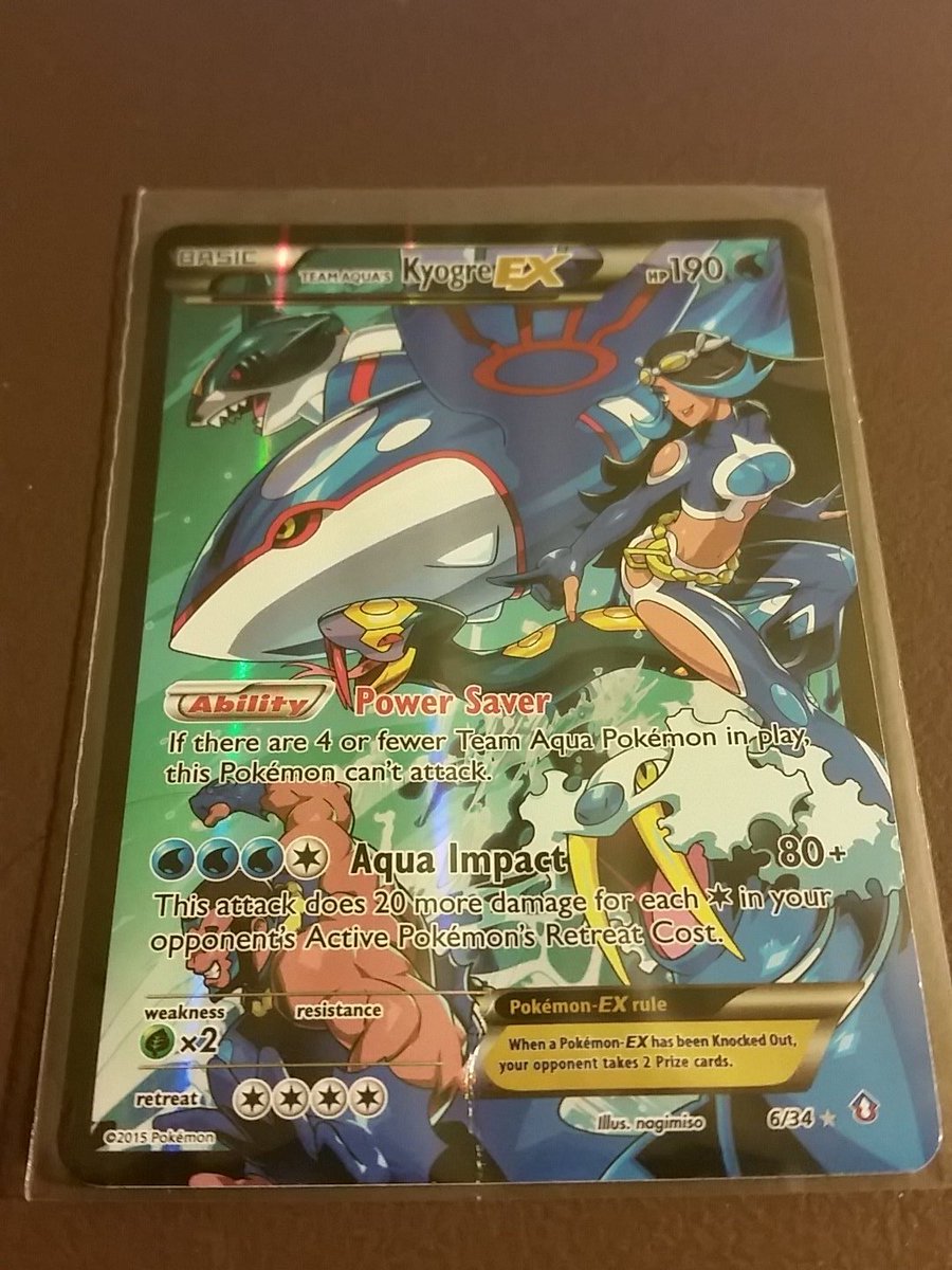 SteelScizor's tweet photo. GIVEAWAY! RT this tweet for a chance to win this Team Aqua's Kyogre EX! (Has a crease) Ends July 1st with Manaphy! https://t.co/WWeURwarnL