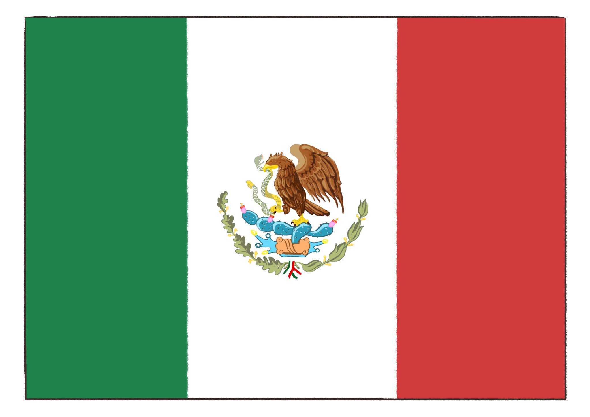 モイライ エッセイ作画担当 メキシコの国旗 真ん中のワシに苦戦しつつ 完成 Mexico メキシコ T Co Efirq37ydz Twitter