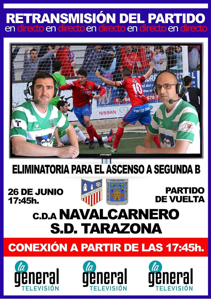SDTarazona's tweet photo. Retransmisión del encuentro definitivo entre C.D.A.Navalcarnero y S.D.Tarazona. Animo equipo!!!, una última batalla! https://t.co/pshd3suNgO
