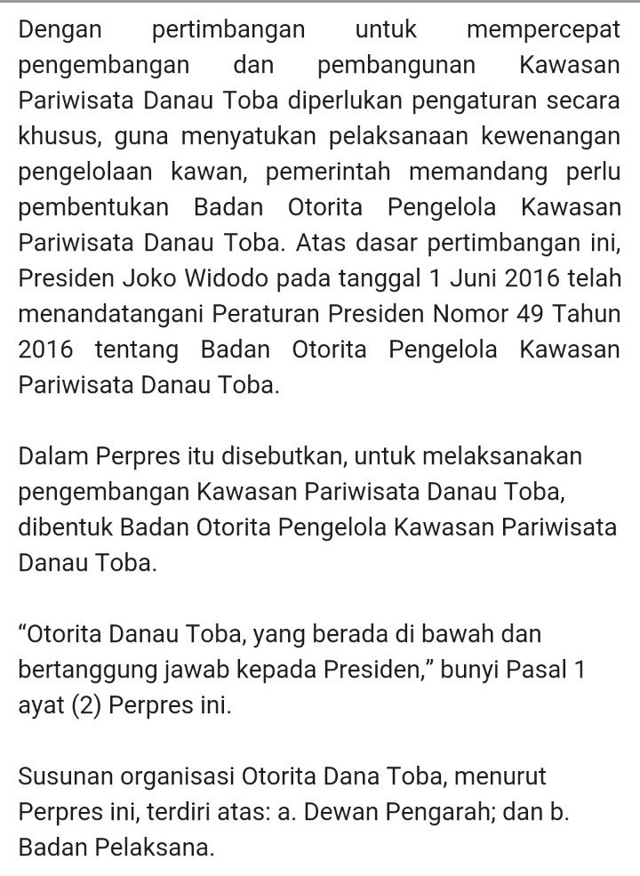 Sahabat_Bangsa's tweet photo. 😄👍👍

Presiden @jokowi Teken Perpres Badan Otorita Pengelola Kawasan Pariwisata Danau Toba https://t.co/3iWxpQtN2a https://t.co/s5EVTHYGBf