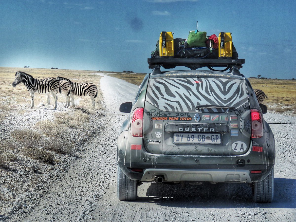 KayleeFeesh's tweet photo. Matching outfits -who wore it best? @PutFootRally #PutFootRally #travel #etosha #namibia #africa #scenicroots #zebra https://t.co/jgdI35gSHJ