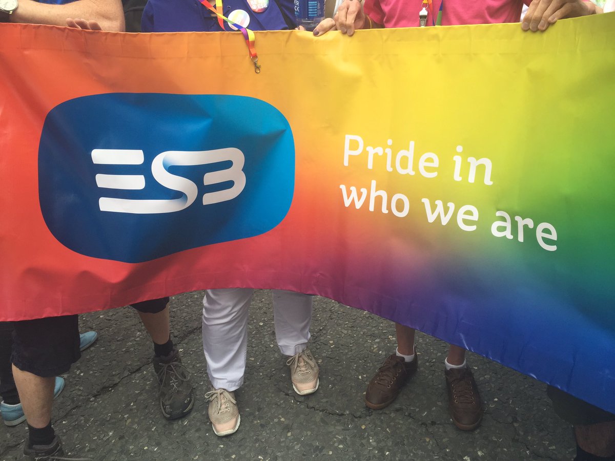 ESBGroup's tweet photo. @ESBGroup Getting ready for a big colourful walk through Dublin City with @GlenChampions Great buzz #Pride2016 https://t.co/qEeKR3hePi