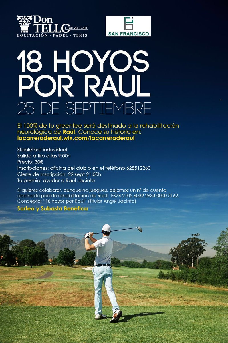 JaviColomoGolf's tweet photo. ¡Compártelo por favor! Hay que echar una mano a Raúl y a su familia. Saludos https://t.co/esAaRhLxEg