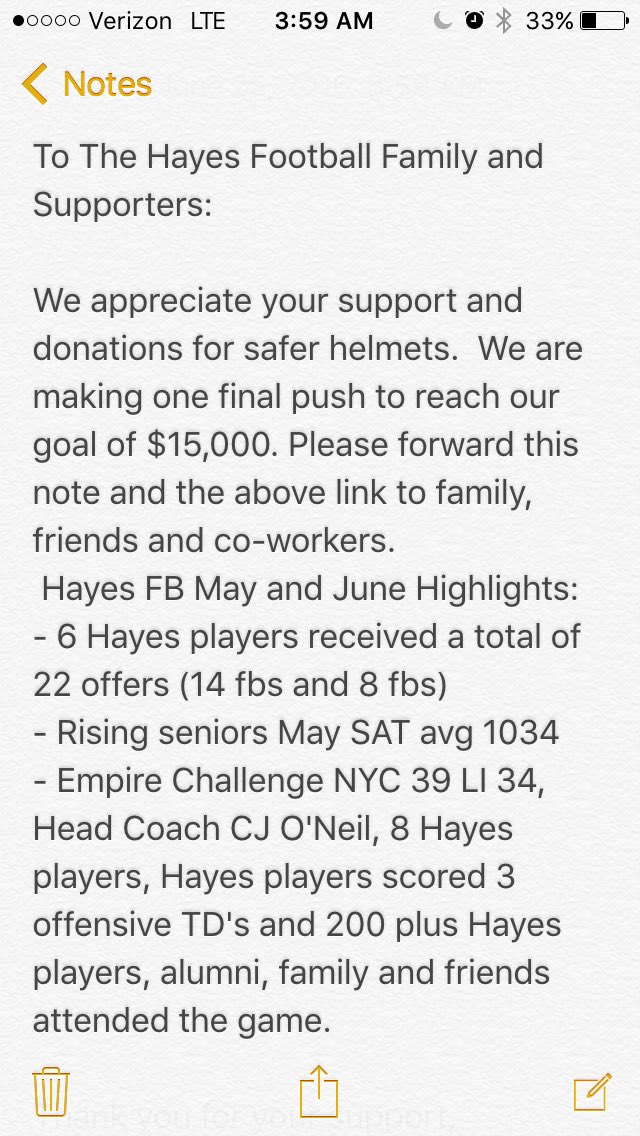 Coachlanese13's tweet photo. Hayes FB Helmet Fundraiser Update: https://t.co/vDYUsrxaT1 https://t.co/SL4WtnpVAx