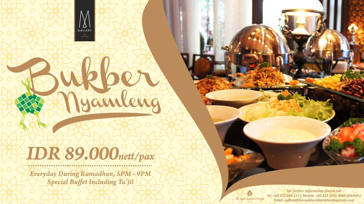 Bukber Nyamleng di The Royal Surakarta Heritage.
Hanya IDR 89.000 nett/orang. Buy 5 Get 1 FREE.
#jajansolo #bukber