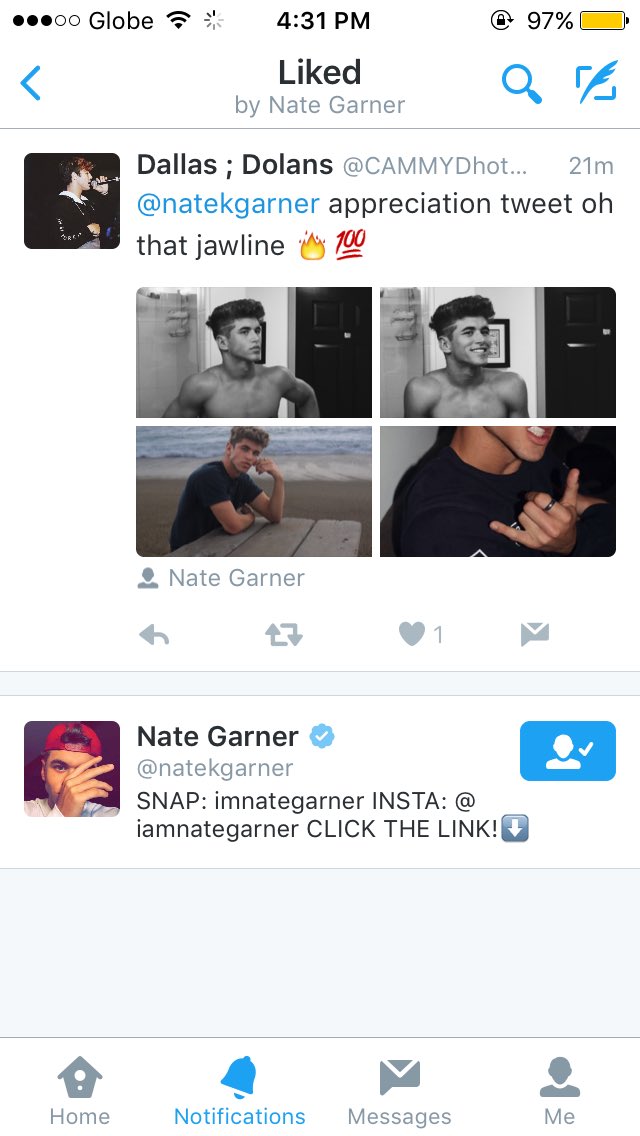 dolangoaIs's tweet photo. OMFG THE @natekgarner JUST LIKED MY TWEET OMG THANK YOU SO MUCH ππβ€οΈ I LOVE YOU, NATE! #FOLLOWMENATE ππΌπΏπ https://t.co/e6HaUhsUp5