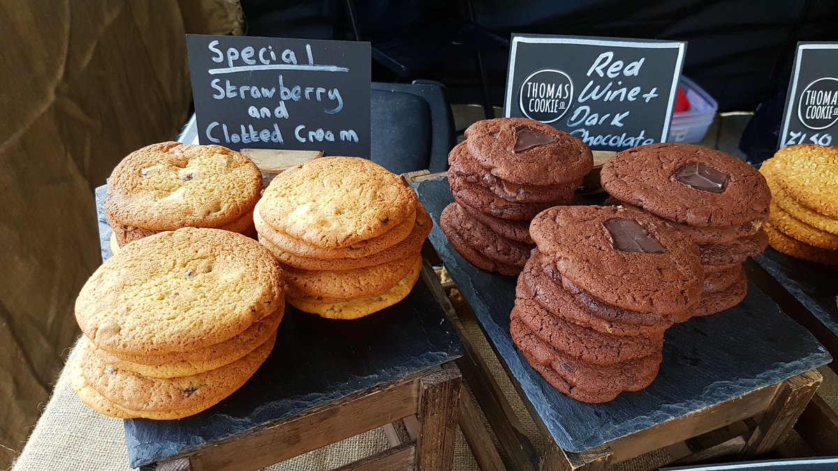 thomascookieco's tweet photo. Not one... but TWO NEW FLAVOURS here in @SevenoaksTP today!! We're outside the EE shop!! #cookieness https://t.co/iBTZr69SN5