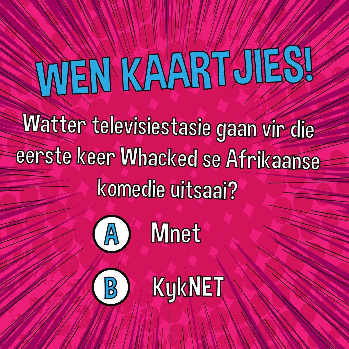 kykNETtv's tweet photo. Het jy nóg nie kaartjies vir @MagtagLag nie? Nou maar #Magtag, klik dan hier en wen: https://t.co/on9hGdCq19 https://t.co/FbvHilw12N