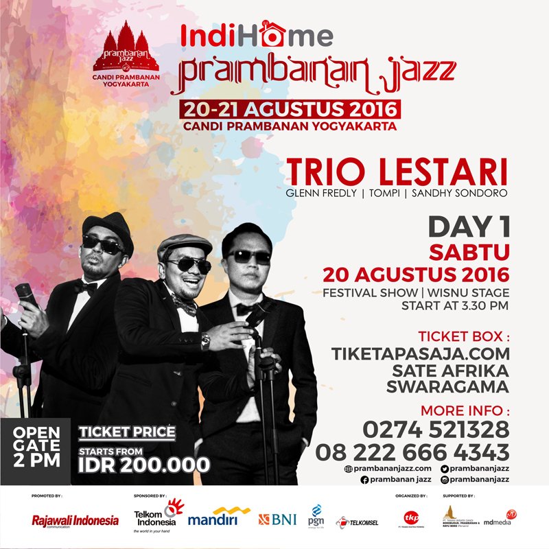 pamityang2an's tweet photo. LineUp Day #1 FestivalShow @PrambananJazz : @TrioLestari @shaggydogjogja @riofebrian25 @MarcellSiahaan https://t.co/DBMZMw46fw