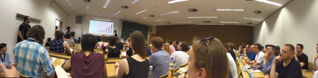 sk_ia's tweet photo. Statistics 101 with Jan Dittrich, Wikimedia UX designer &amp; researcher. Full house despite sauna temp 😓 #uxce16 https://t.co/OjTmrQ6GrW