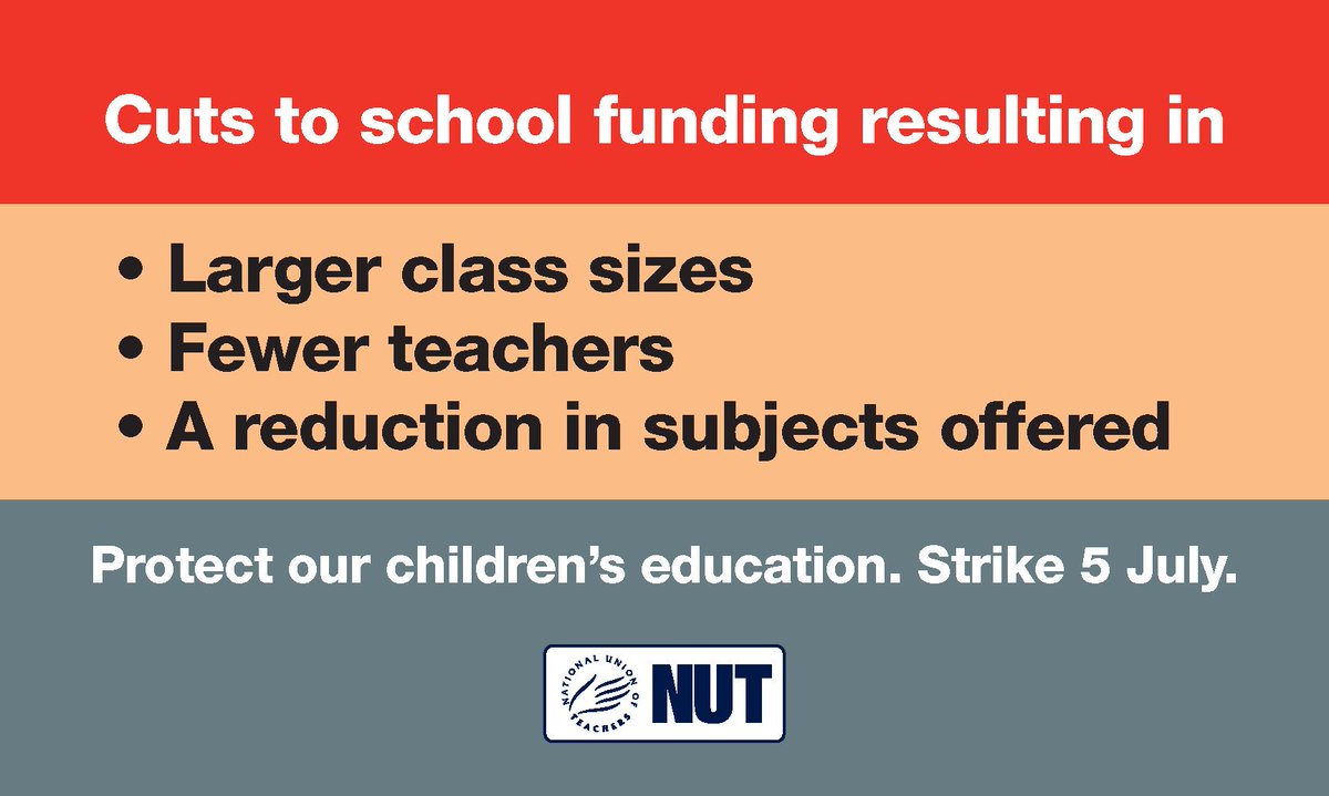 NUTLabour's tweet photo. The NUT strike is about funding and its impact on education, terms and conditions. #investdontcut https://t.co/1RPxViJ6Vn