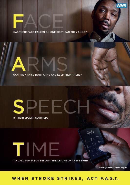 A stroke is a killer. 

Early recognition &amp; intervention does save lives. 

Do you know the #FAST test? #999