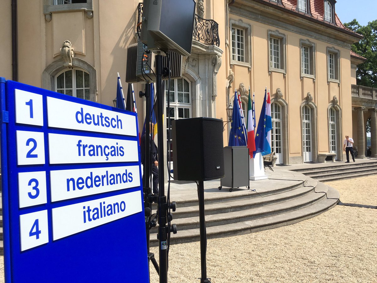 SturmDaniel's tweet image. Englisch wird heute nicht gesprochen. Außenminister-Treffen der EU Gründungs-Staaten in der Villa Borsig. @welt
