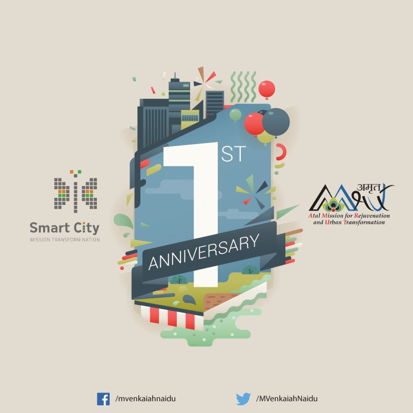 MVenkaiahNaidu's tweet photo. Smart urban India journey begins today. PM launched smart city mission this day last year. 1/ https://t.co/8XHIFTi3S2