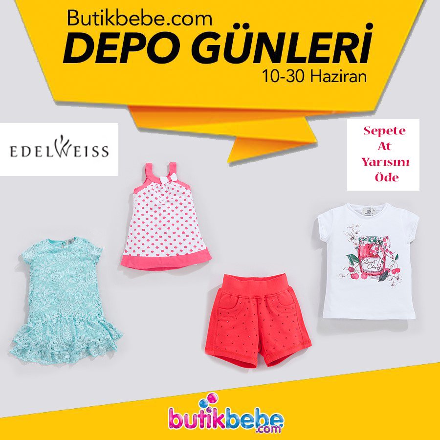 ❤️Edel Weiss'ın birbirinden neşeli ürünleri, şimdi Etiketin Yarısı fırsatıyla Butikbebe'de. bit.ly/293OWx8