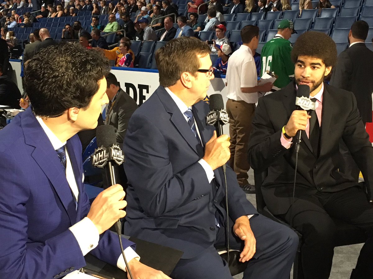 NHLMedia's tweet image. E.J. McGuire Award recipient Neil Doef tells his courageous story on #NHLTonight #NHLDraft