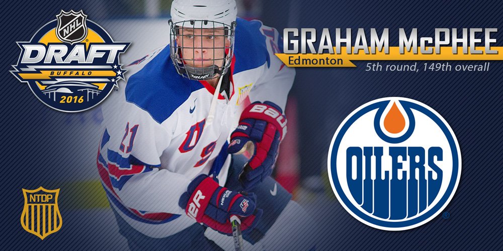 USAHockeyNTDP's tweet photo. #NTDP alum Graham McPhee selected 149th overall by Edmonton Oilers. #NHLDraft https://t.co/3S8UCEZiq8