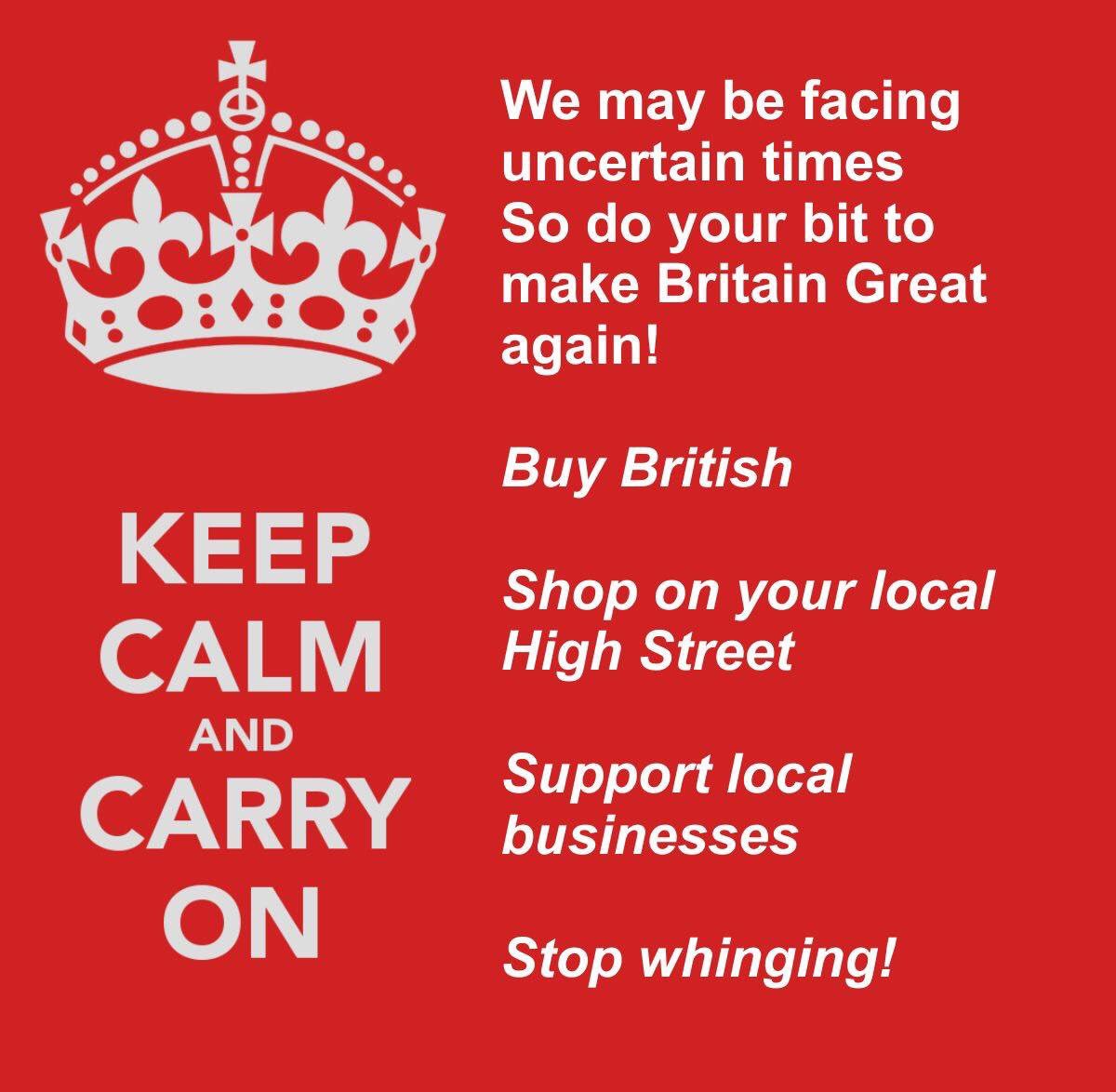 Time for some true British stiff upper lip, dig in for the long run spirit! #BuyBritish #supportyoutlocalbusinesses