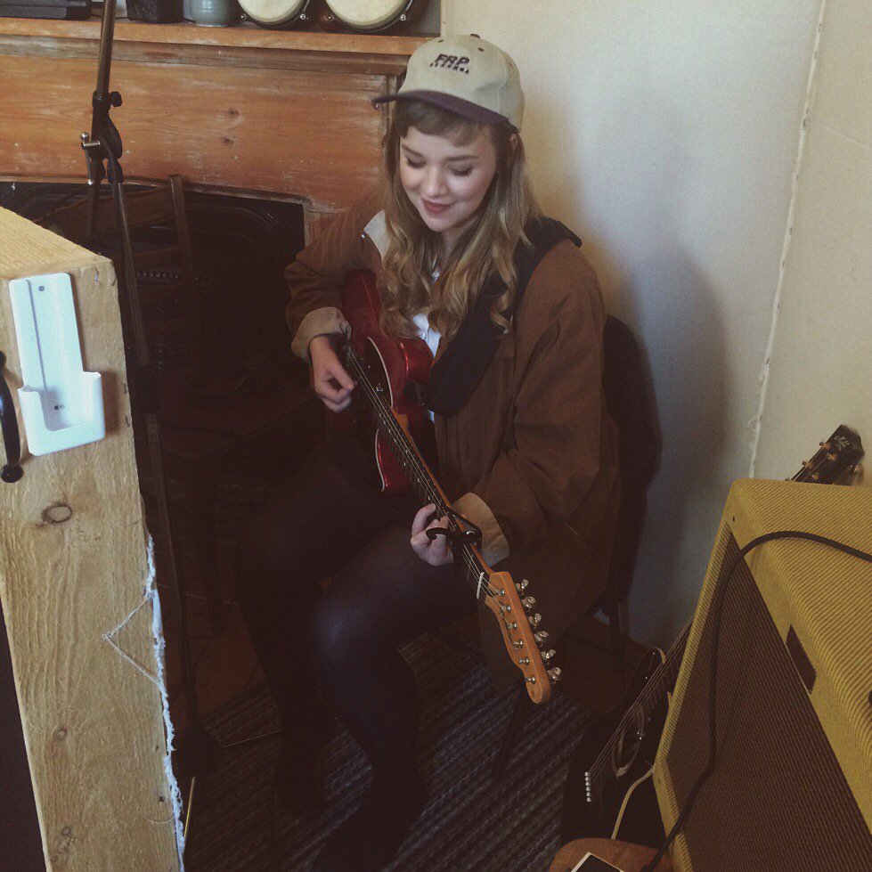 ECMusicHour's tweet photo. Here's Brianna becoming a shredder... first time on the electric guitar! #ECMH @CBCRadio2 @BGosseMusic https://t.co/jAH5aepe33