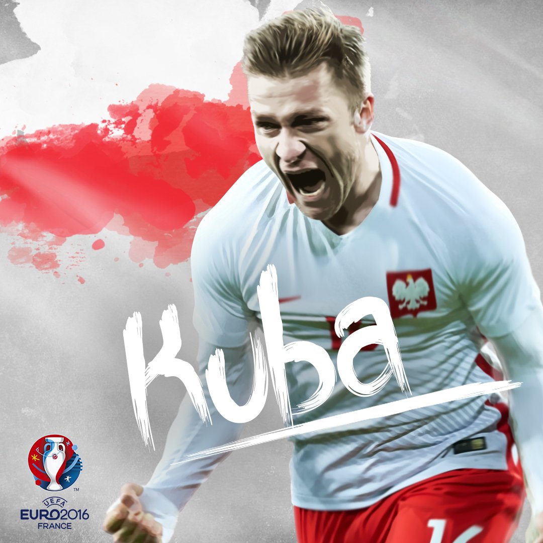 UEFAEURO's tweet photo. Kuba's at it again. The only #POL player to score in two EUROs. 
#EURO2016 https://t.co/6b5ofwG2cQ