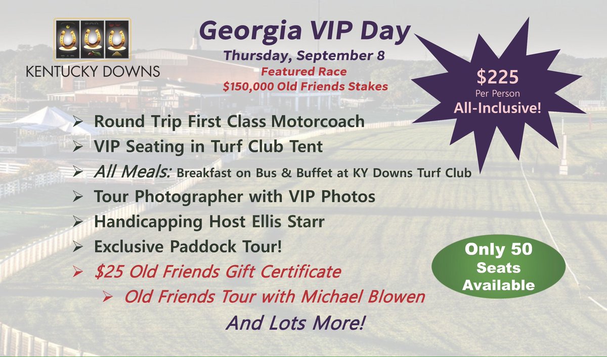 #tb to <a href="/Oldfriendsfarm/">Old Friends</a> day <a href="/KYDownsRacing/">Kentucky Downs</a> last year! Be sure to check out what <a href="/GAHorseRacing/">GAHorseRacing</a> has planned this year!