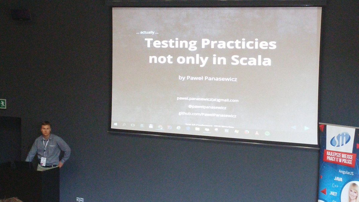 gosubpl's tweet image. Now the floor belongs to @pawelpanasewicz at #scalab. He talks about testing and art of guitar playing...