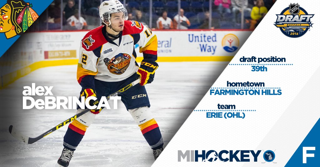 Congrats to Farmington Hills native <a href="/Brinksy97/">Alex DeBrincat</a>, selected by the <a href="/NHLBlackhawks/">Chicago Blackhawks</a> today! #NHLDraft