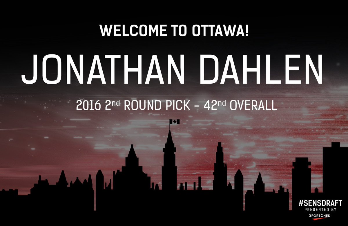 With the 42nd pick in the 2016 #NHLDraft the #Sens select Jonathan Dahlen.