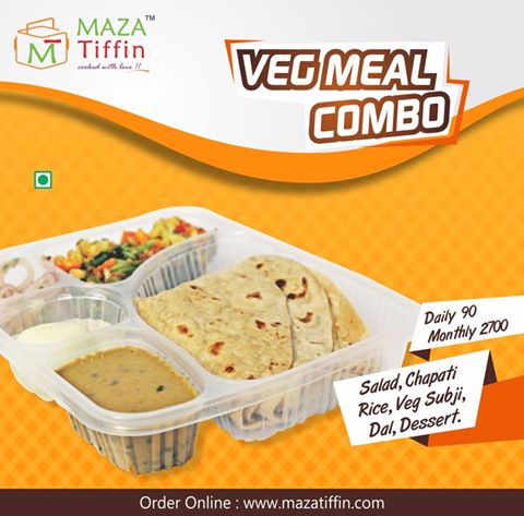 MazaTiffinExp's tweet photo. A wholesome #meal of dal, roti, sabji, rice and dessert is now extremely pocket-friendly. Veg meal combo at Rs.90/- https://t.co/zfkDFpK3ys