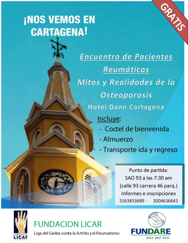 Asoreuma's tweet photo. Encuentro de #Pacientes Reumáticos Mitos y realidades de la #Osteoporis @fundacionlicar2 @FundareColombia #Salud https://t.co/OYxWAAQ0zq